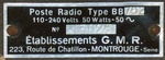 G.M.R. - BB 752 — Plaque